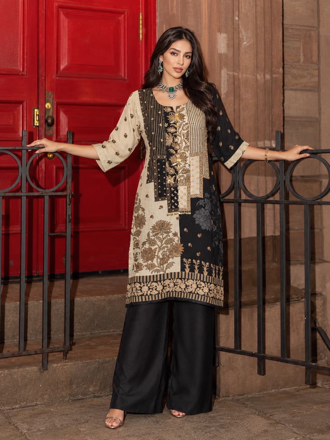 Classic Black Printed Crepe Silk Co-Ord Set