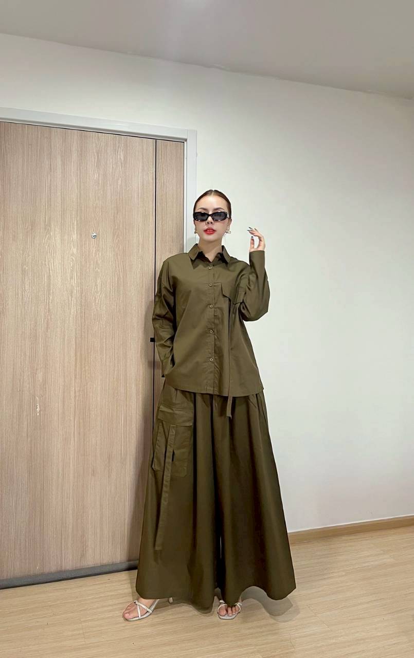 Army Green Cotton Co-Ord Set