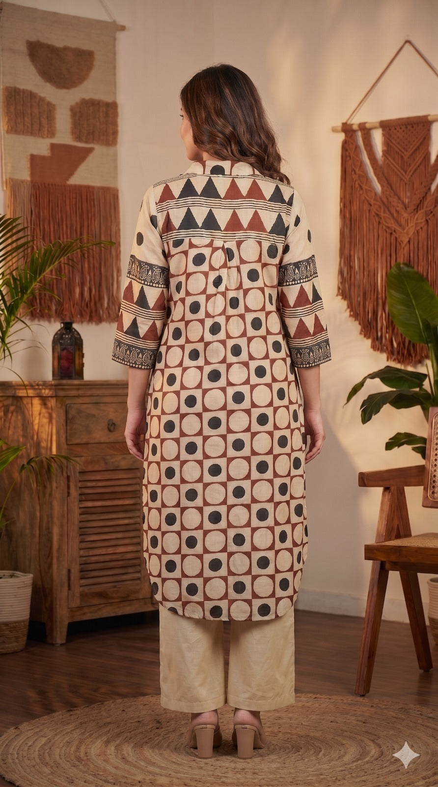 Polka Mosaic Printed Cotton Kurta Set