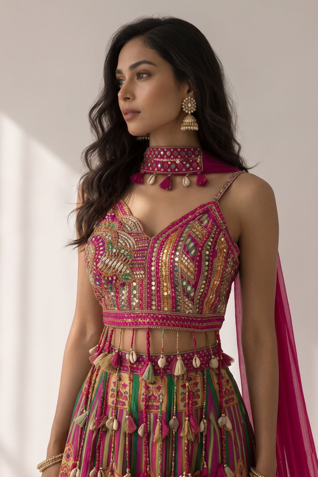 Pink Rani Embellished Crepe Silk Palazzo Set