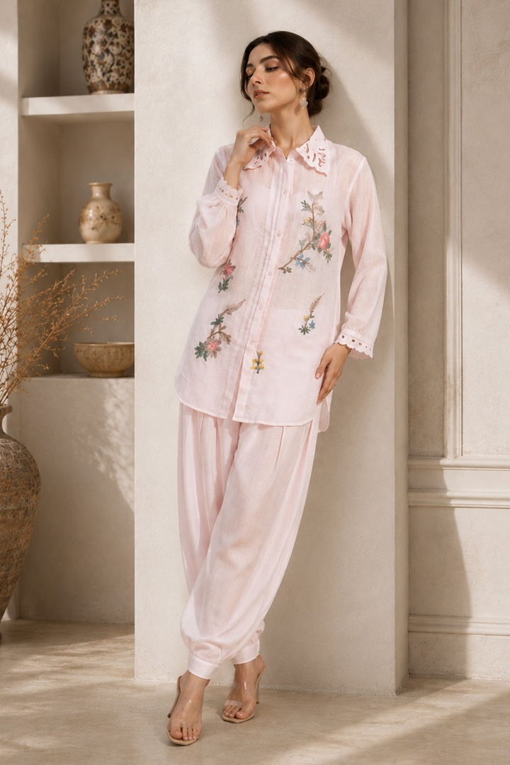Rosalie Floral Embroidered Linen Co-Ord Set