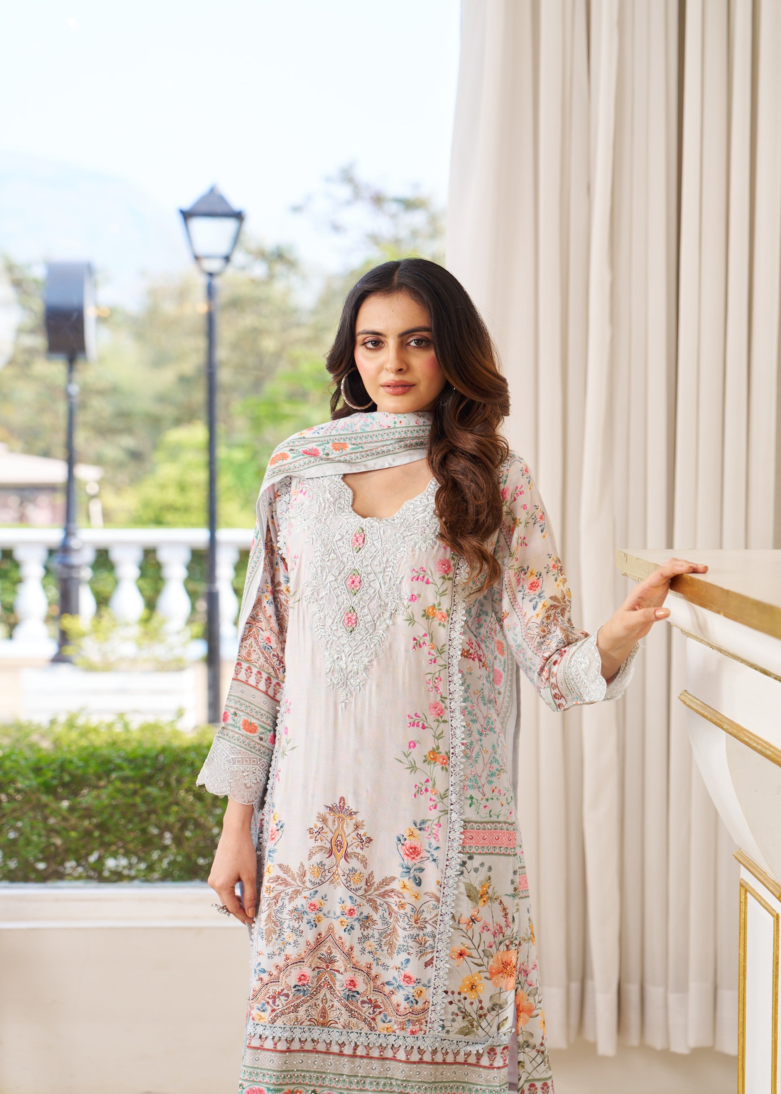 Noor-e-Bahar Sky Blue Embroidered Pant Set