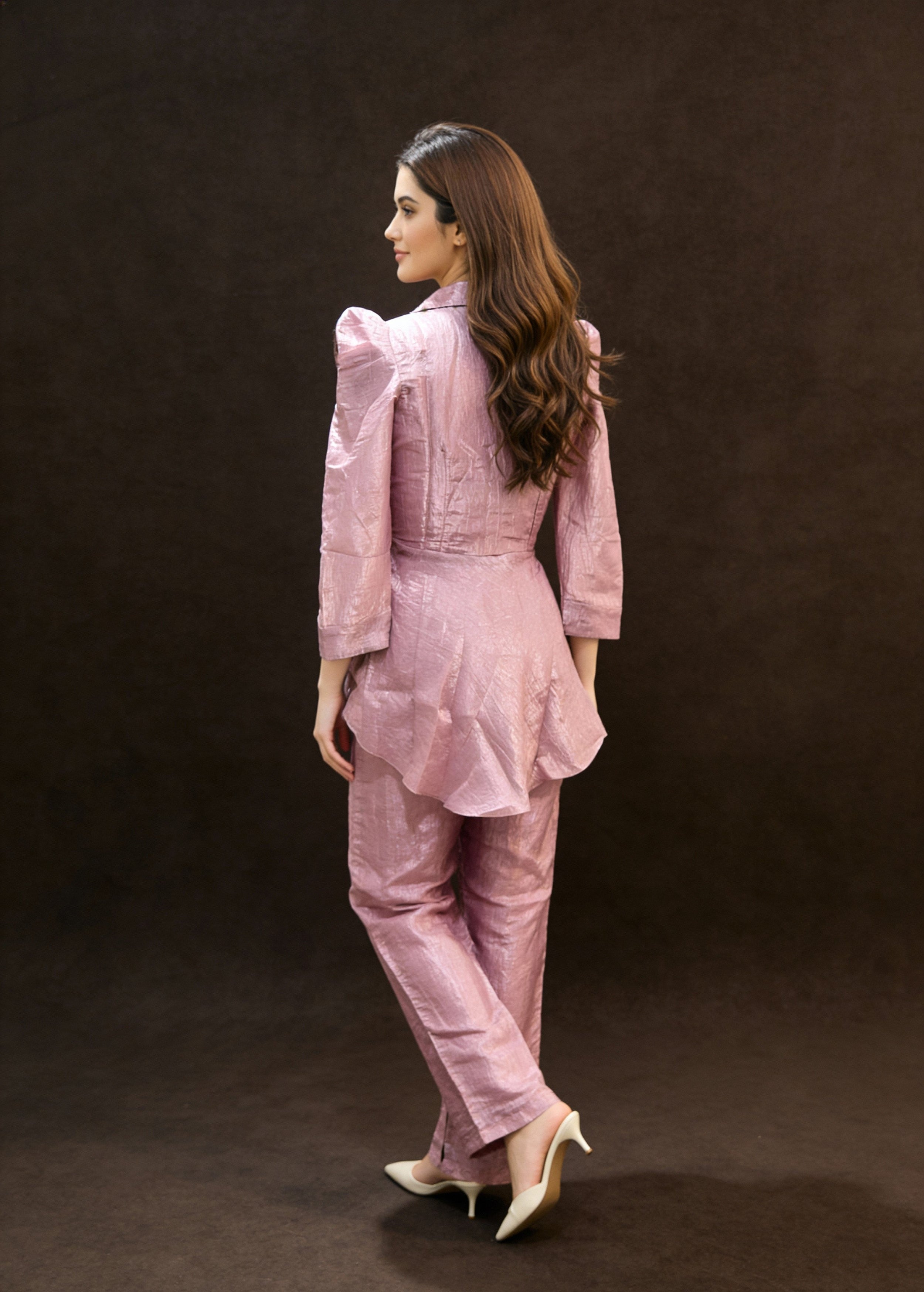 Pastel Purple Embellished Soft Organza Silk Co-Ord Set