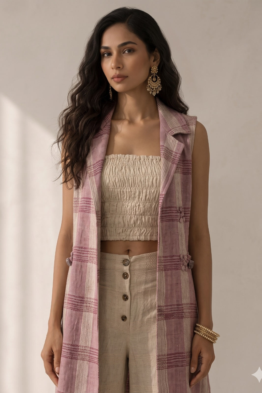 Dusty Pink Ivory Woven Cotton Co-Ord Set
