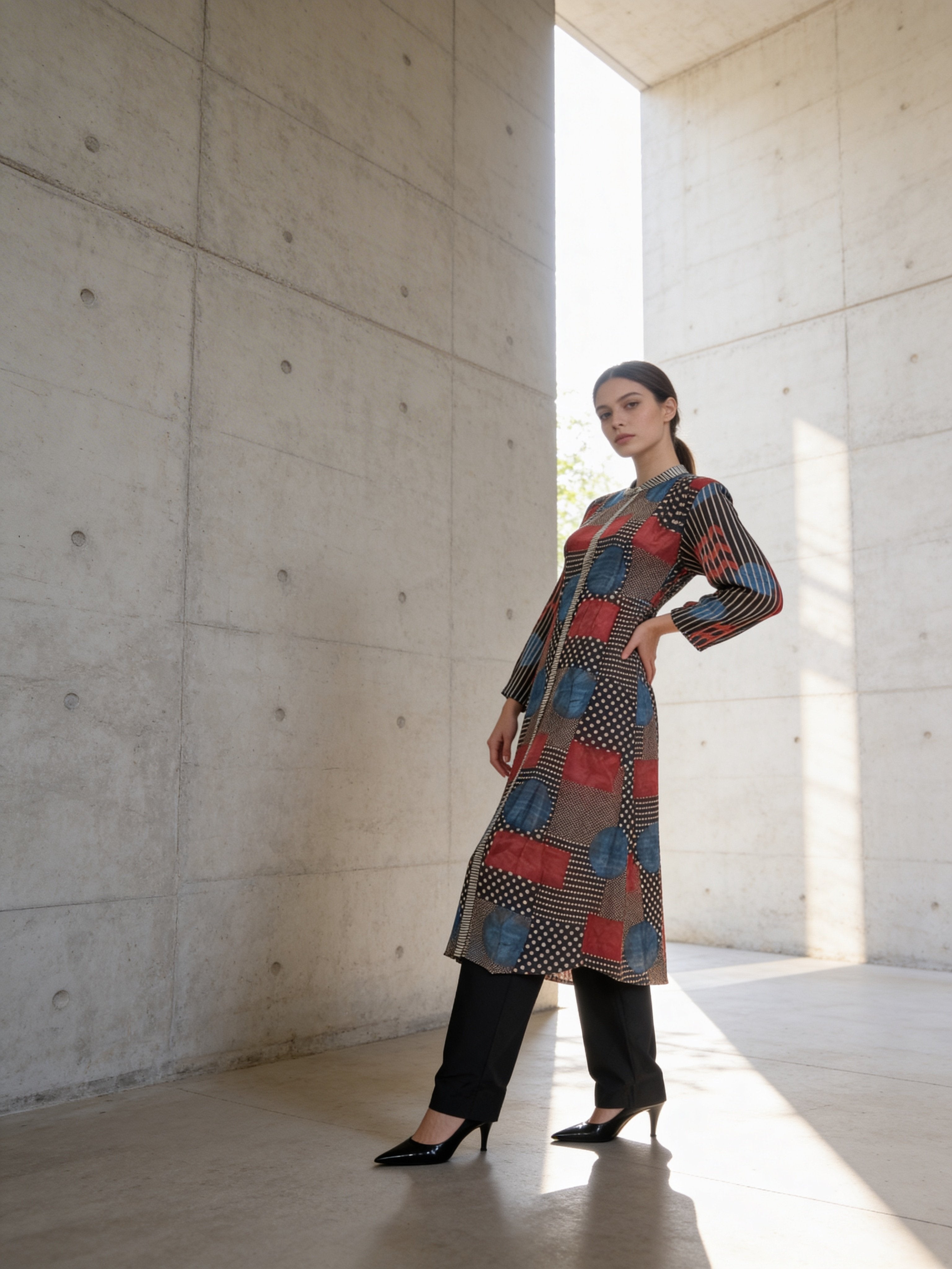 Multicolor Printed Muslin Silk Kurta Set