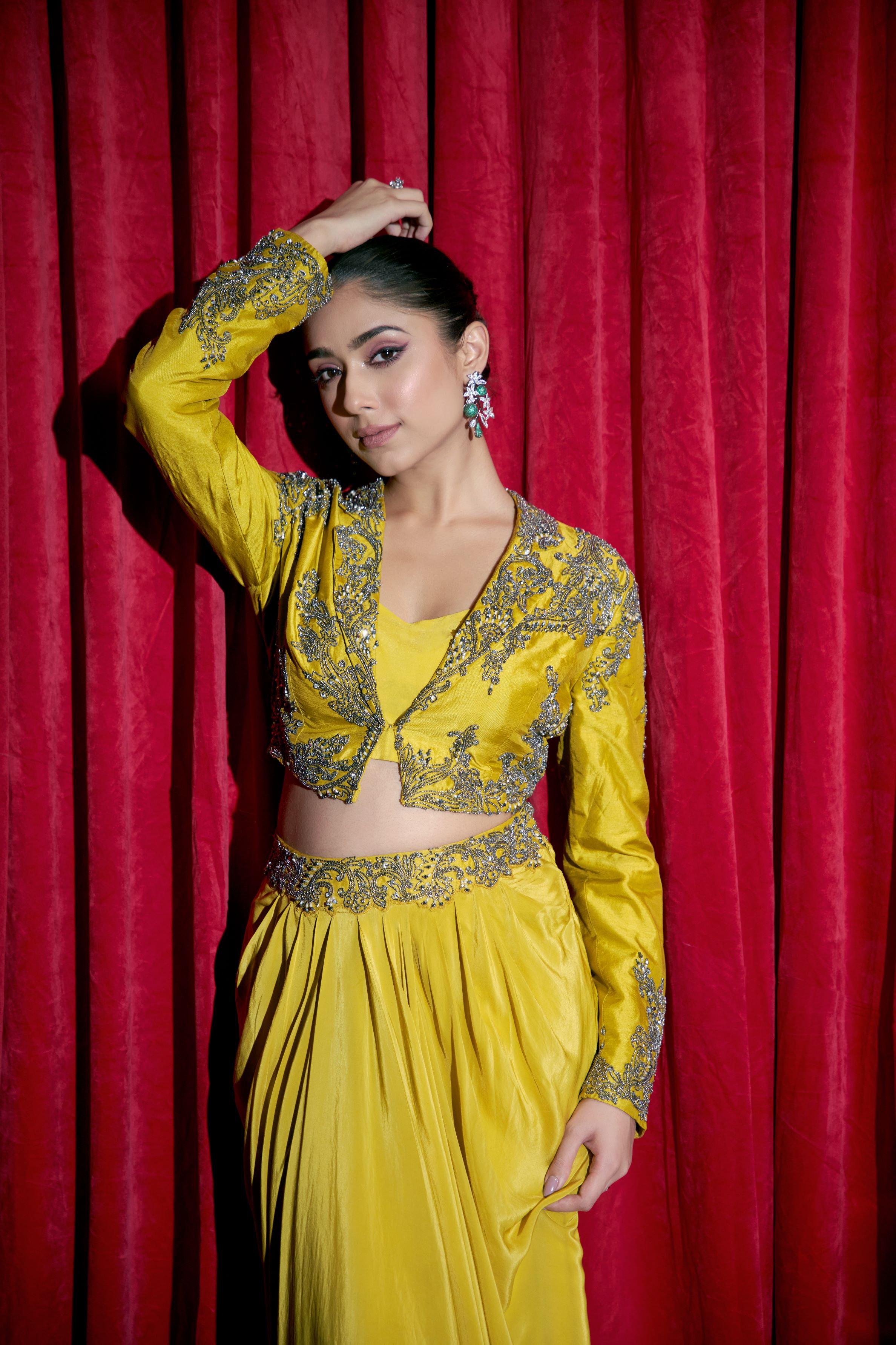 Golden Yellow Embellished Skirt Set