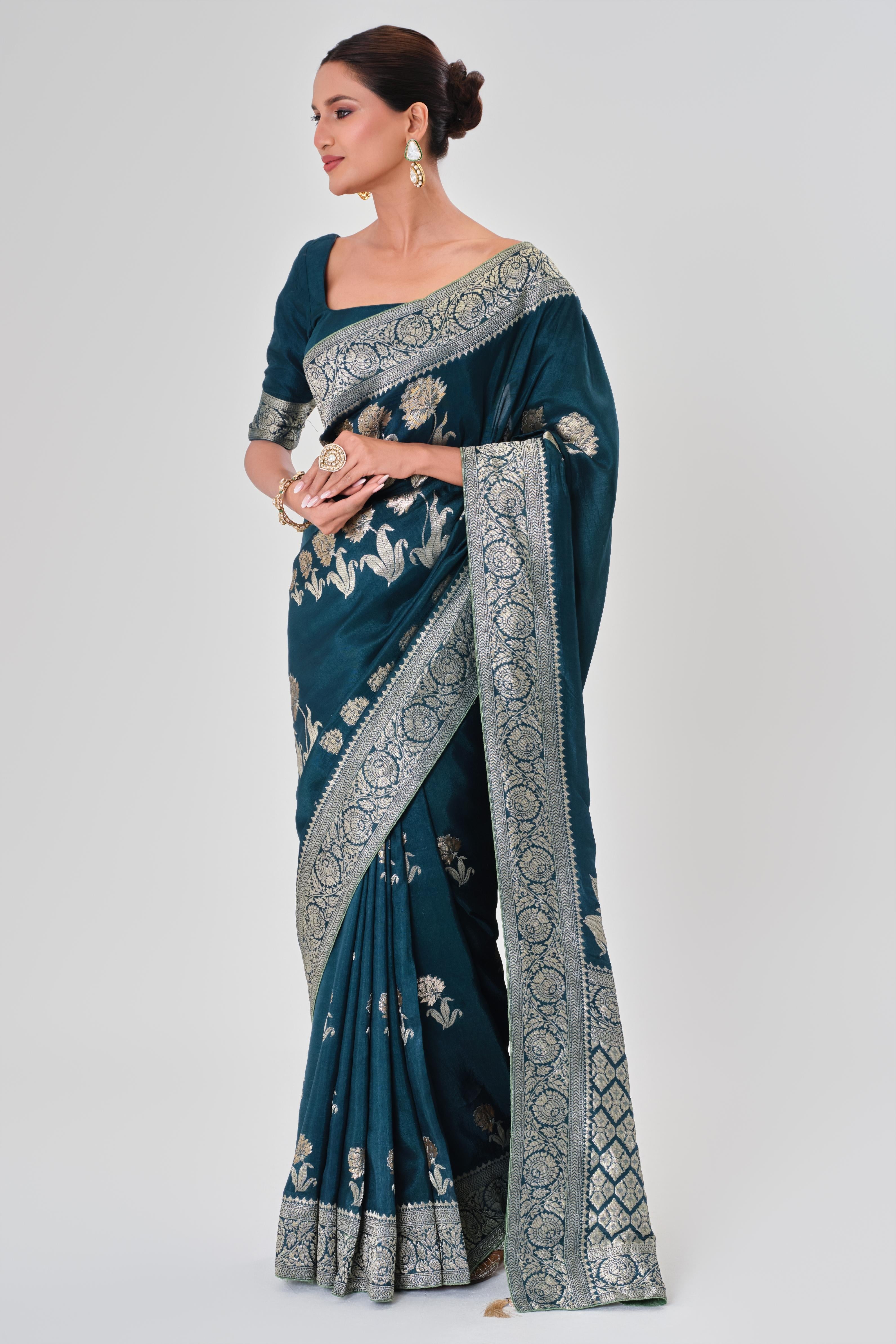 Blue Zari Woven Dola Silk Saree