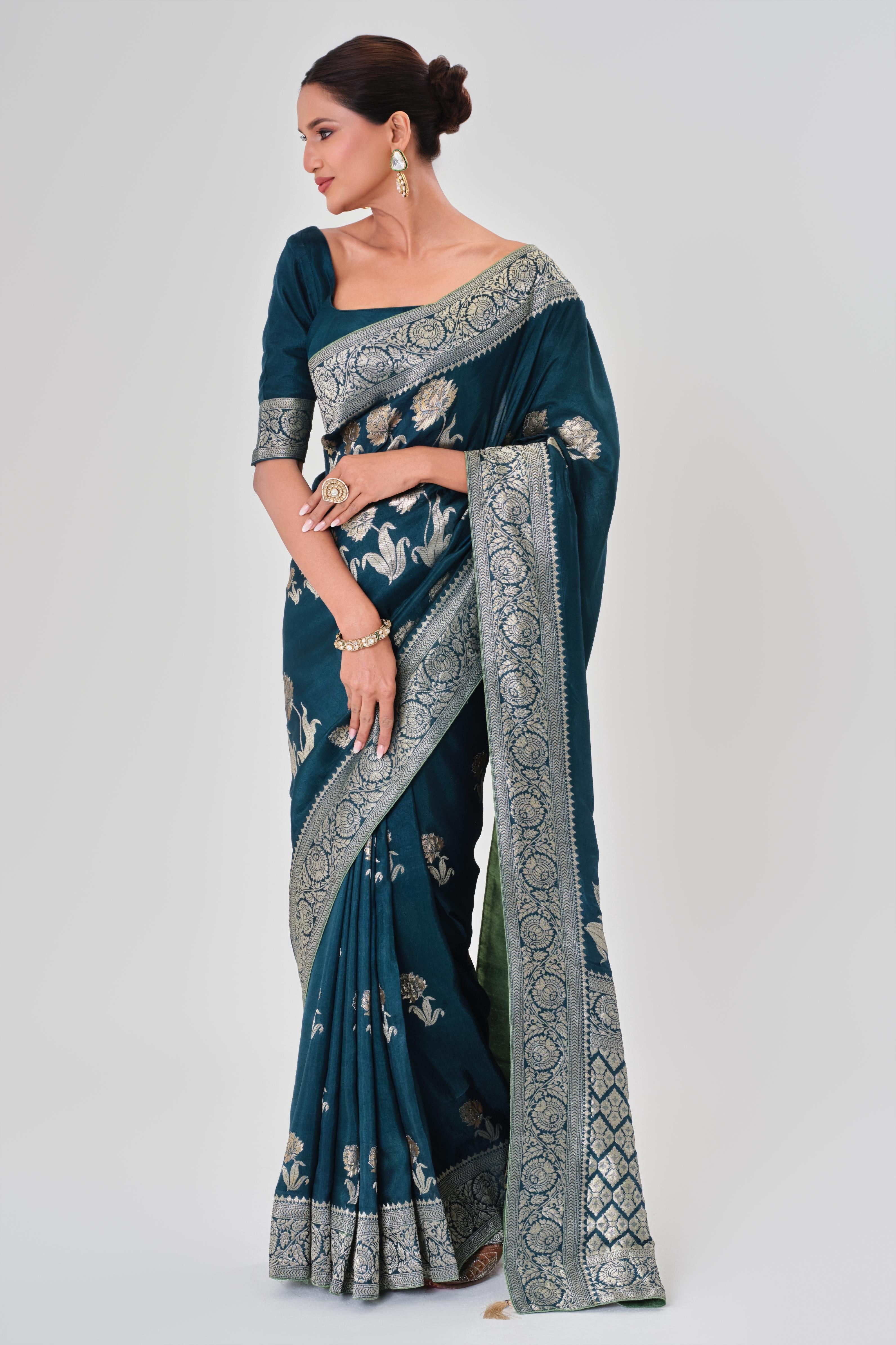 Blue Zari Woven Dola Silk Saree