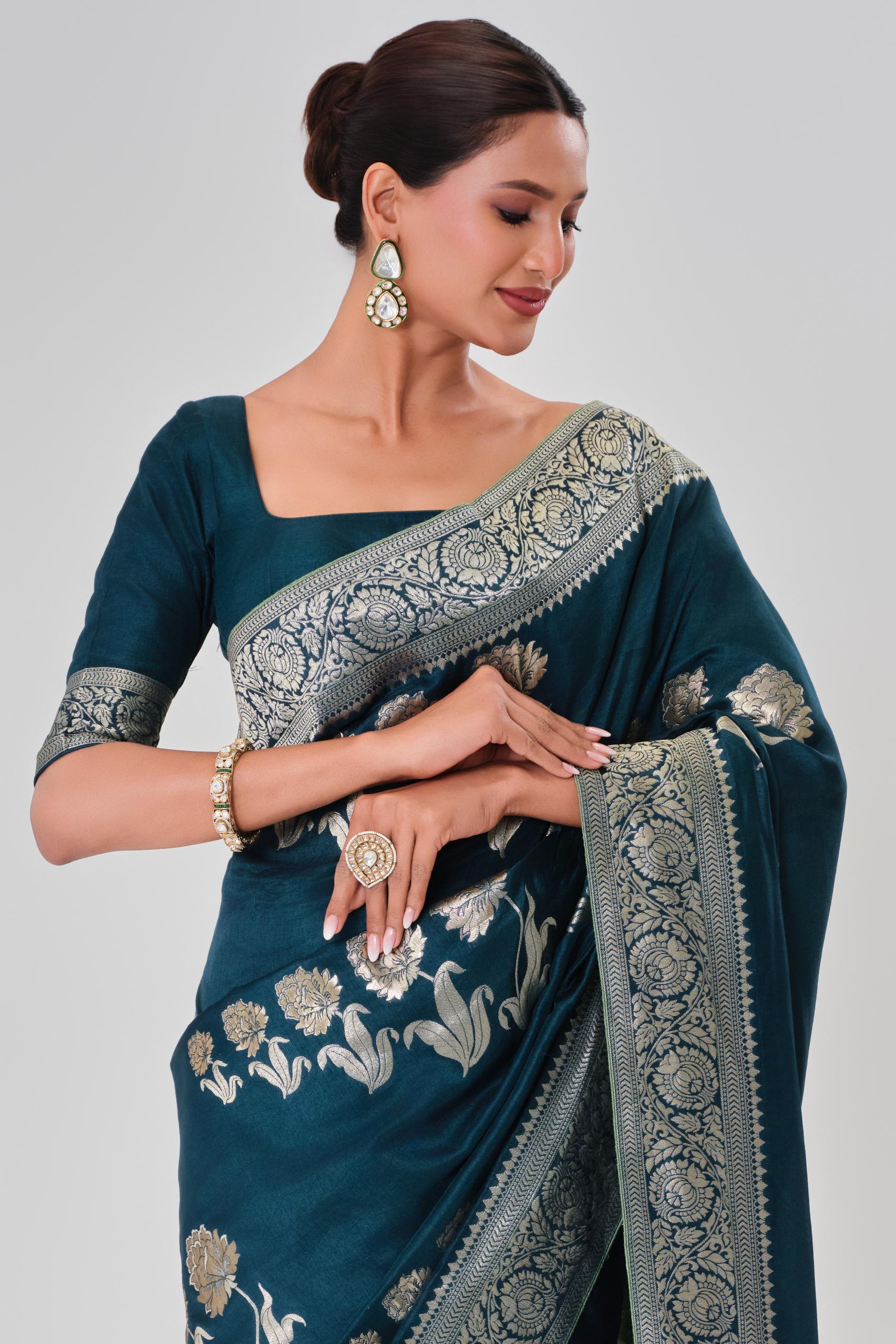 Blue Zari Woven Dola Silk Saree