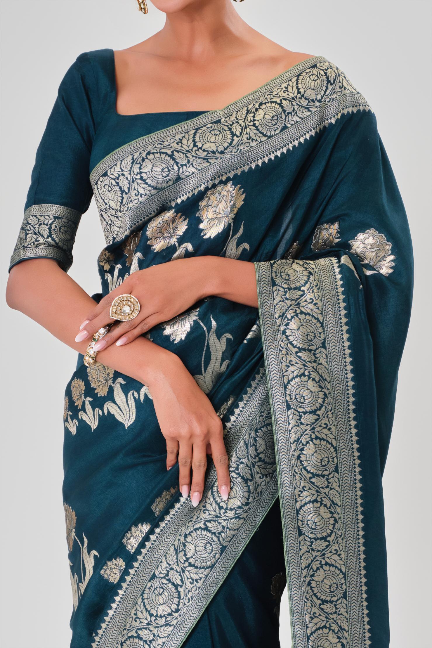 Blue Zari Woven Dola Silk Saree