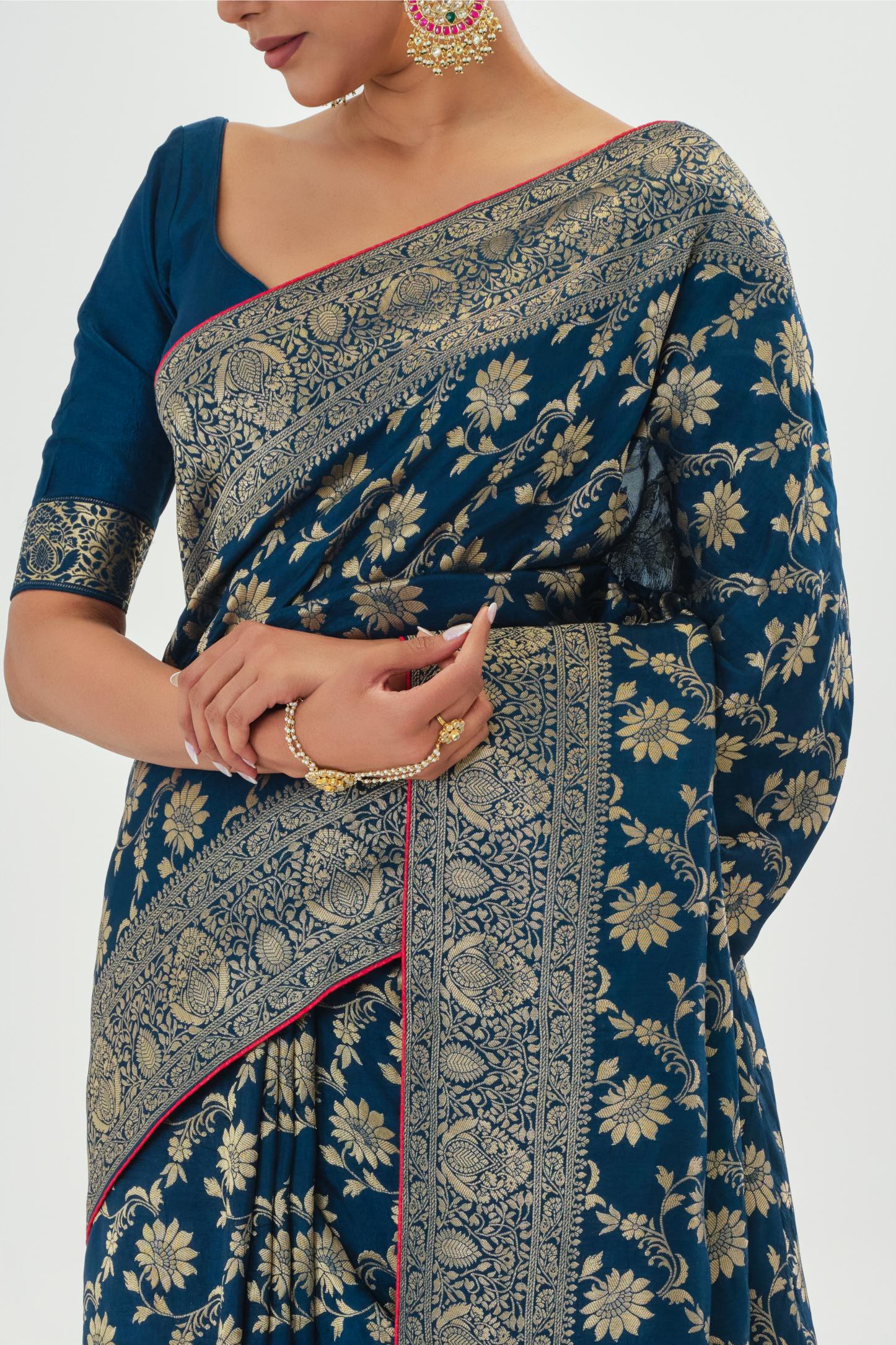 Blue Zari Woven Dola Silk Saree