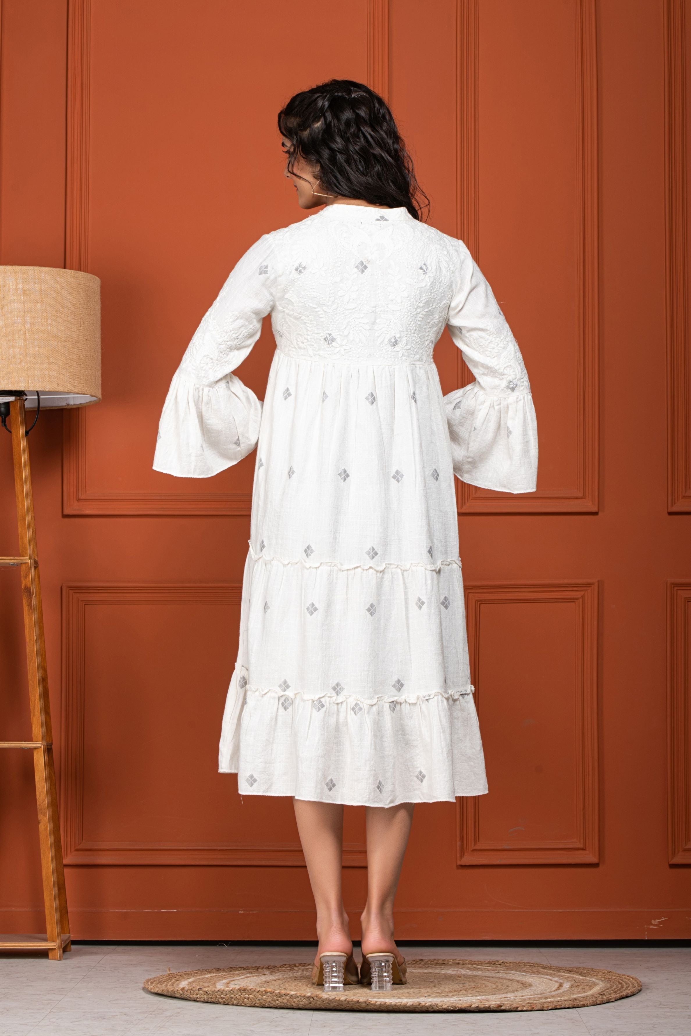 White Embroidered Organic Cotton Dress