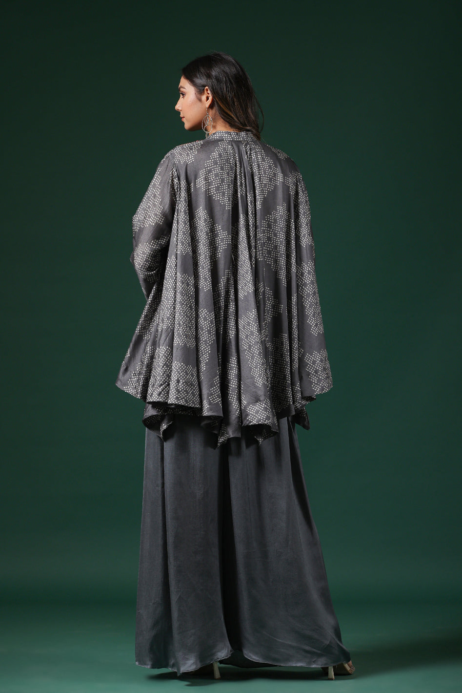 Gray Embroidered Premium Silk Tunic & Palazzo Set