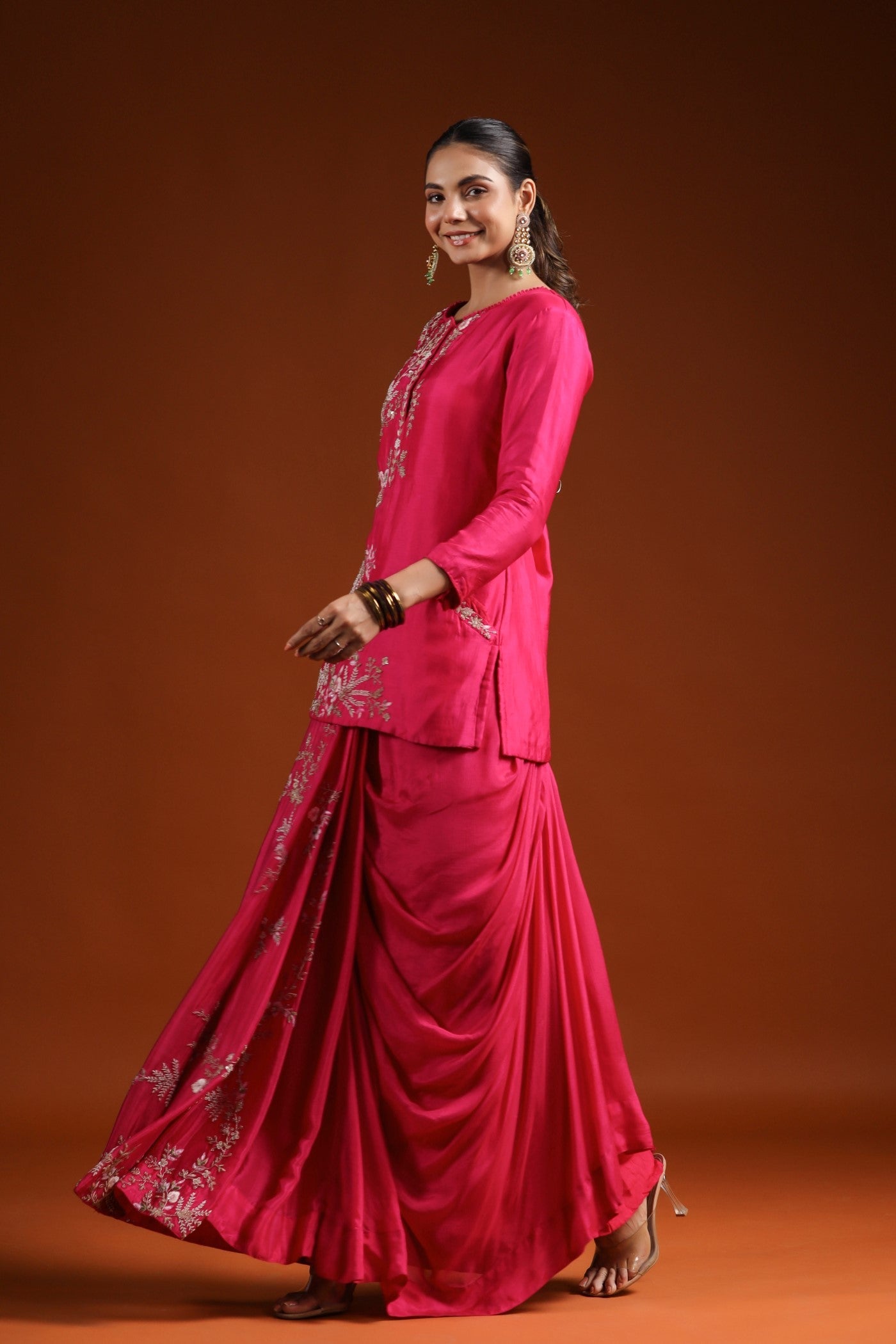 Rani Pink Embellished Kurta Set