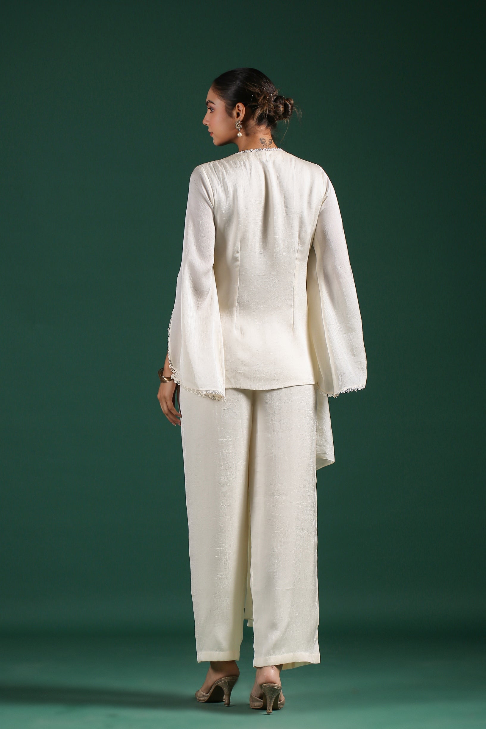 Ivory Embroidered Mulberry Silk Co-Ord Set