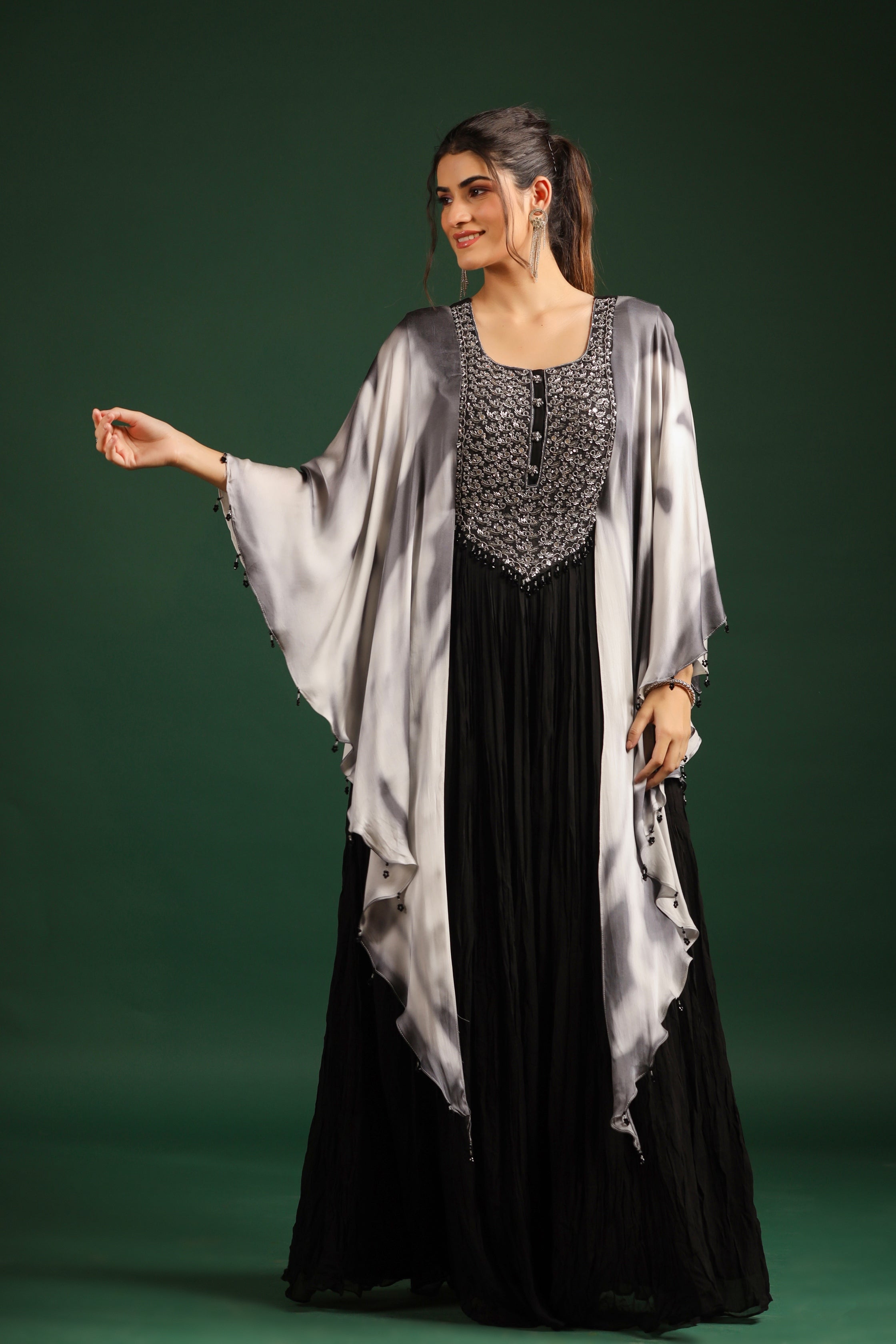 Black Embellished Swiss Georgette Gown