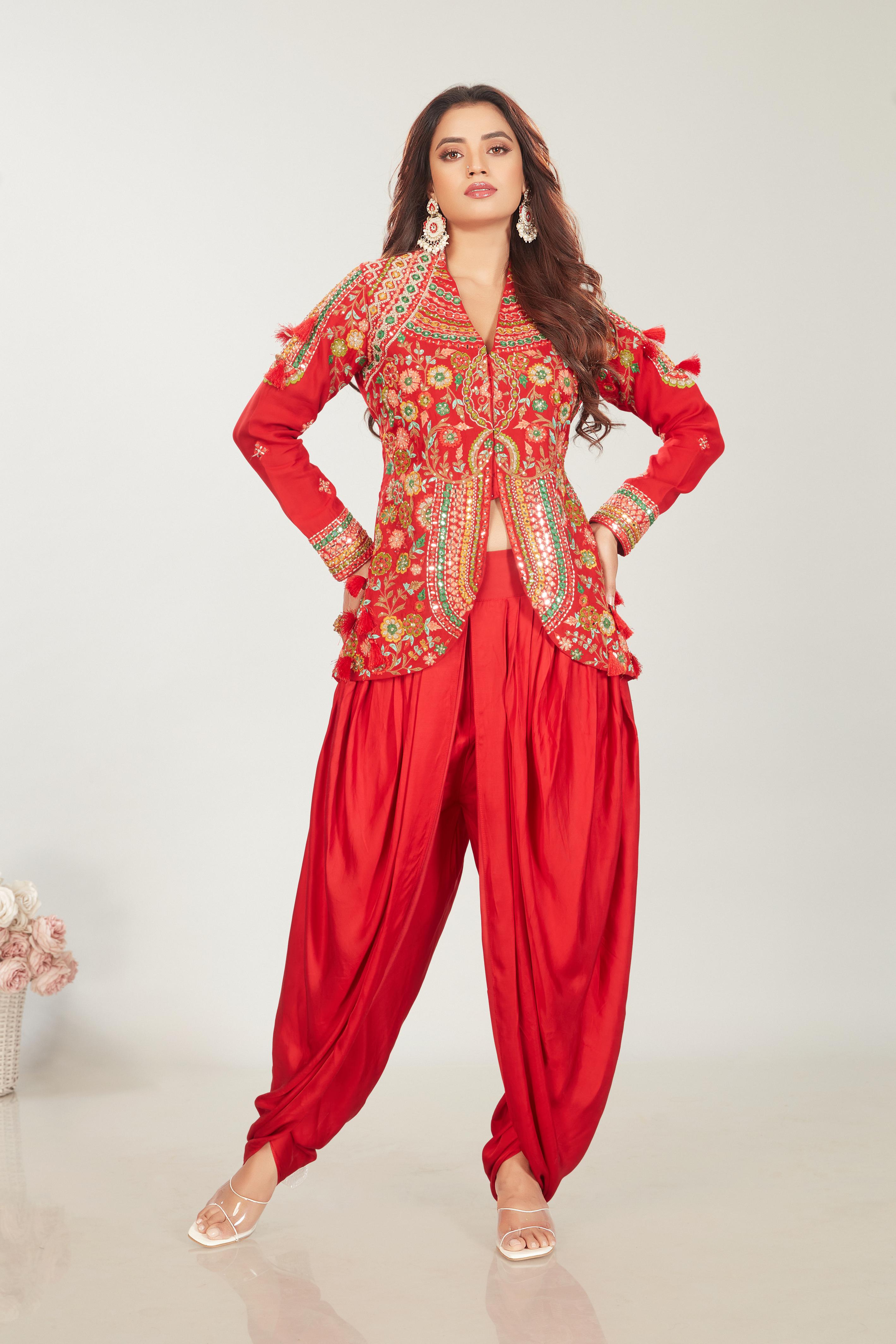 Cherry Red Viscose Dhoti Pants – The Pajama Factory